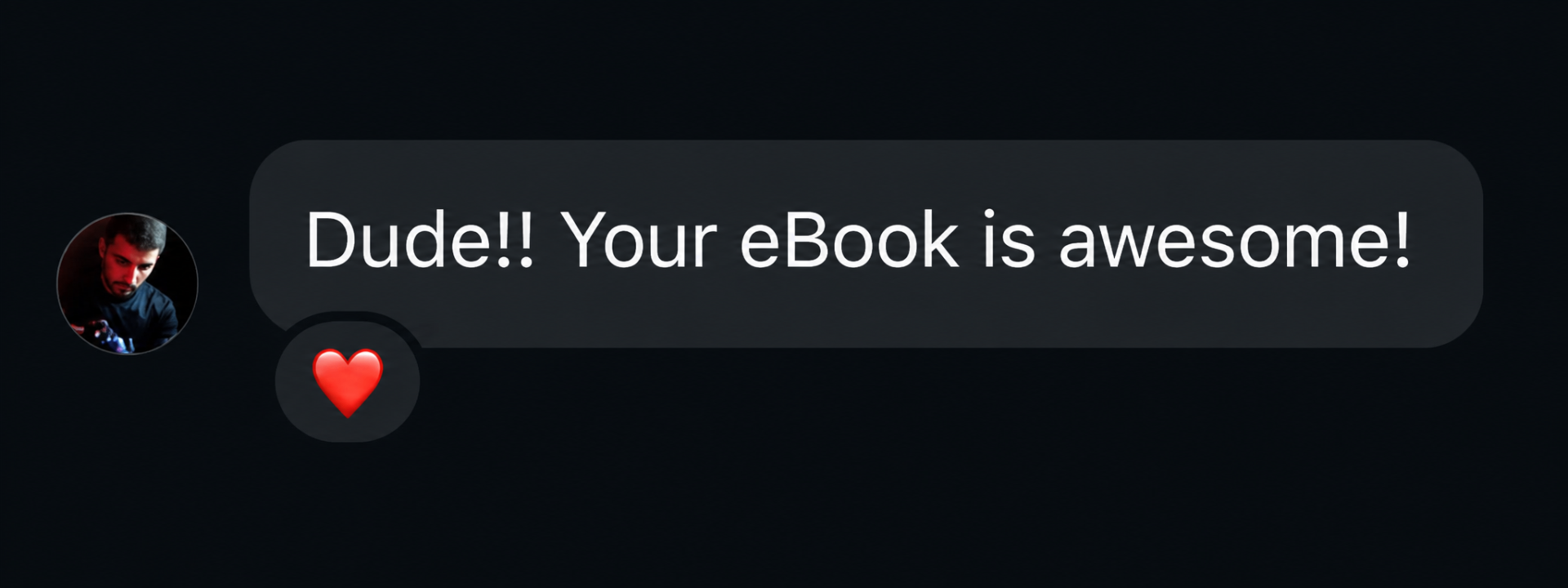 Student message: Dude!! Your eBook is awesome!